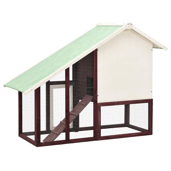 vidaXL Κλουβί Κουνελιών Μόκα/Λευκό 140x63x120 εκ. Μασίφ Ξύλο Ελάτης