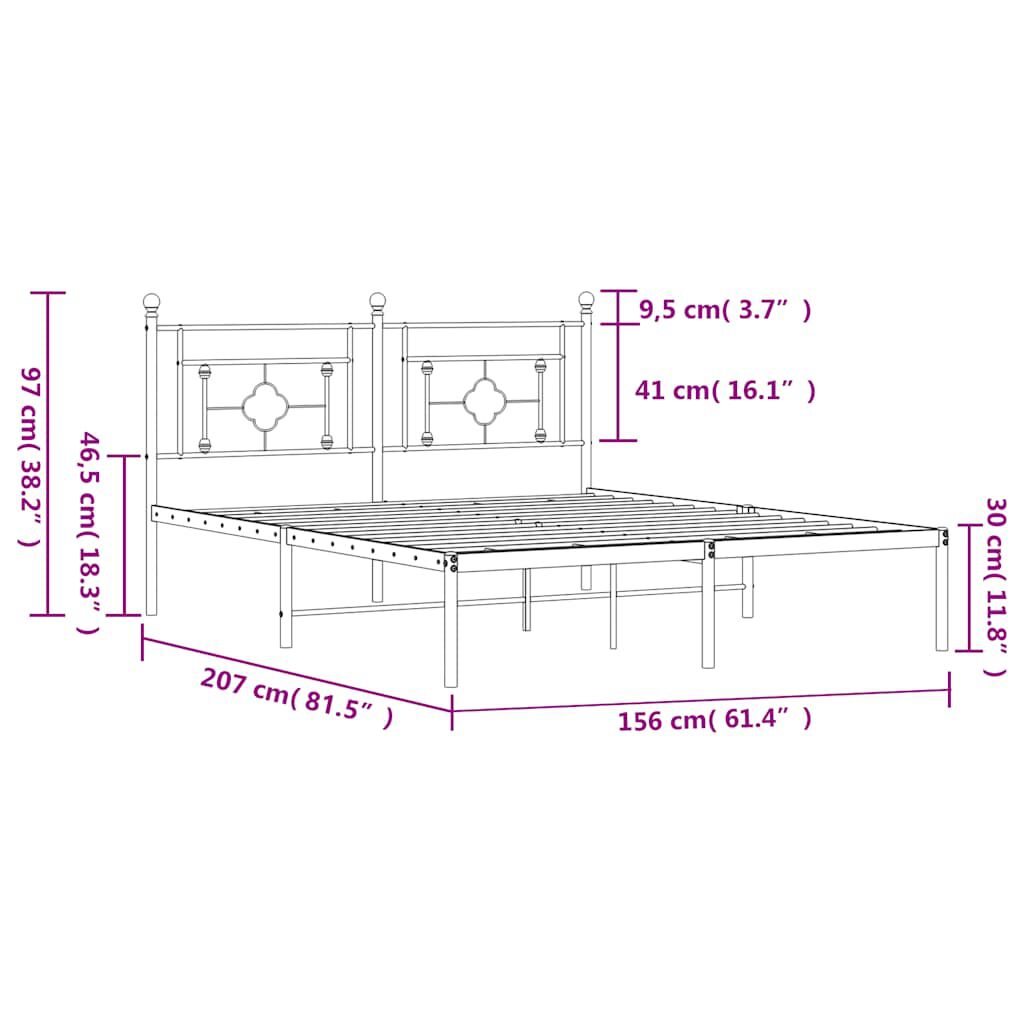 vidaXL Πλαίσιο Κρεβατιού με Κεφαλάρι Λευκό 150 x 200 εκ. Μεταλλικό