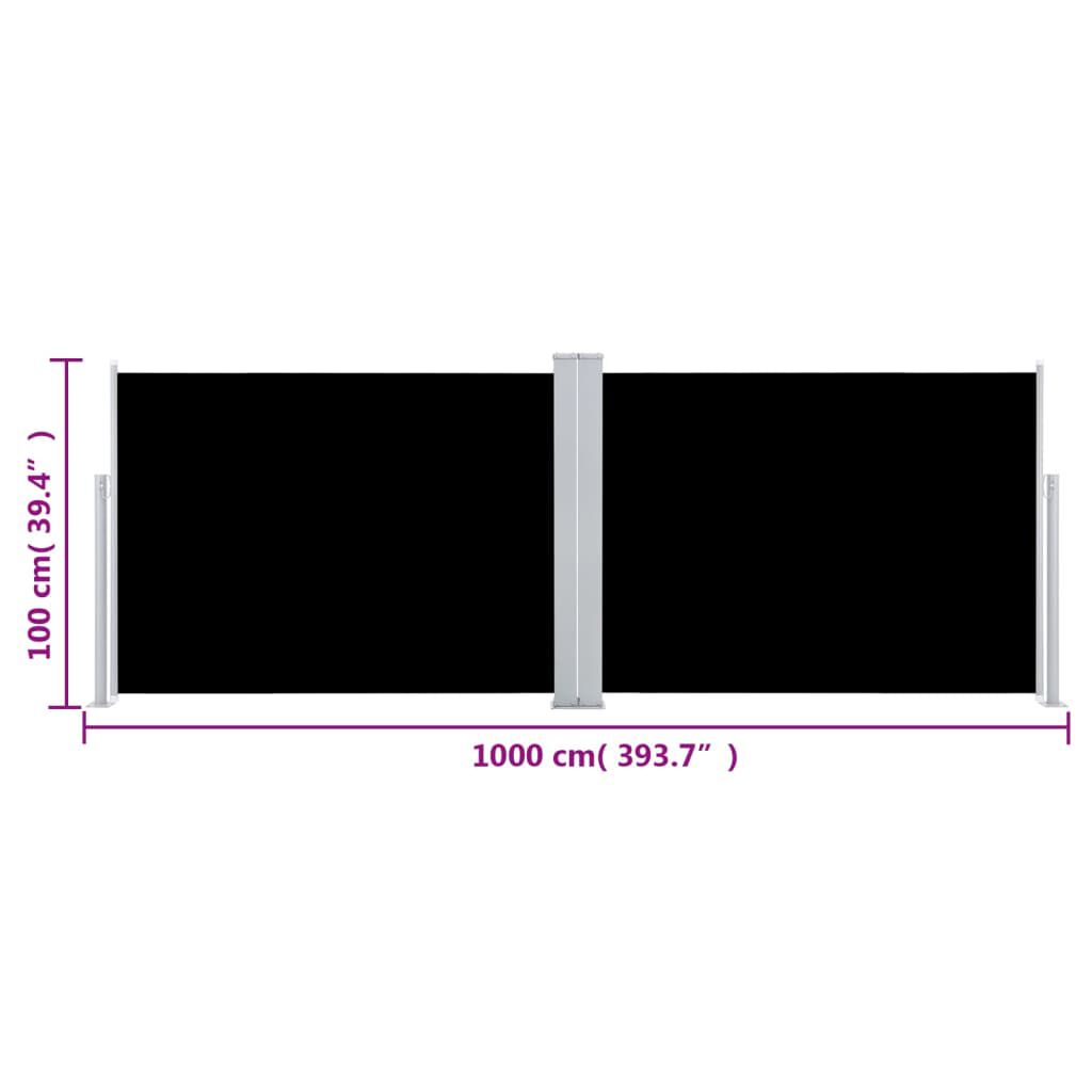 vidaXL Σκίαστρο Πλαϊνό Συρόμενο Μαύρο 100 x 1000 εκ.