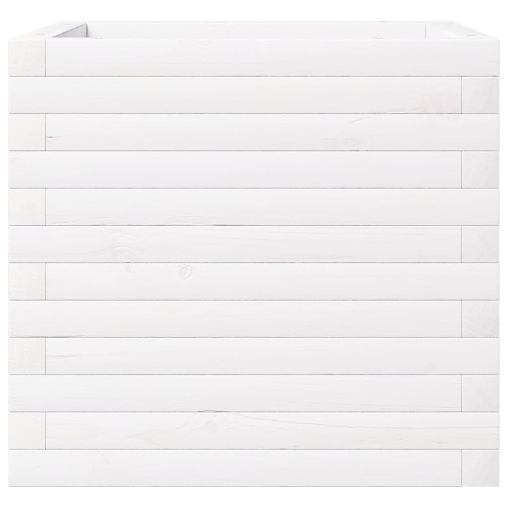 vidaXL Ζαρντινιέρα Κήπου Λευκή 50x50x46 εκ. από Μασίφ Ξύλο Πεύκου