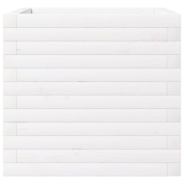 vidaXL Ζαρντινιέρα Κήπου Λευκή 50x50x46 εκ. από Μασίφ Ξύλο Πεύκου