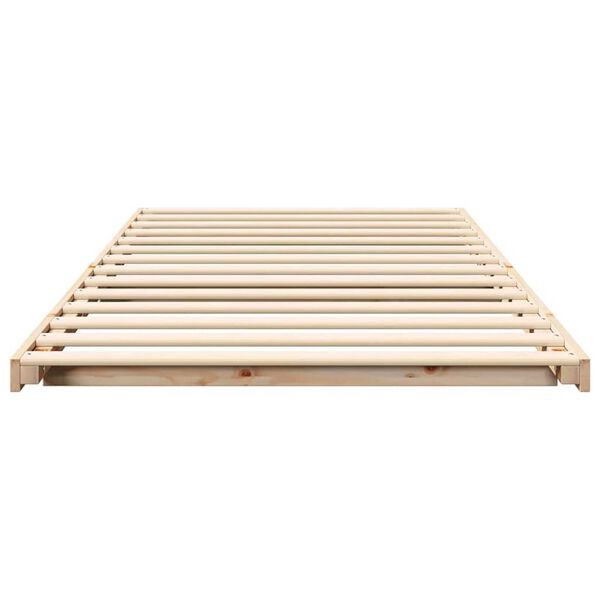 vidaXL Κρεβάτι δαπέδου Καφέ 90 x 200 cm Μασίφ ξύλο πεύκου