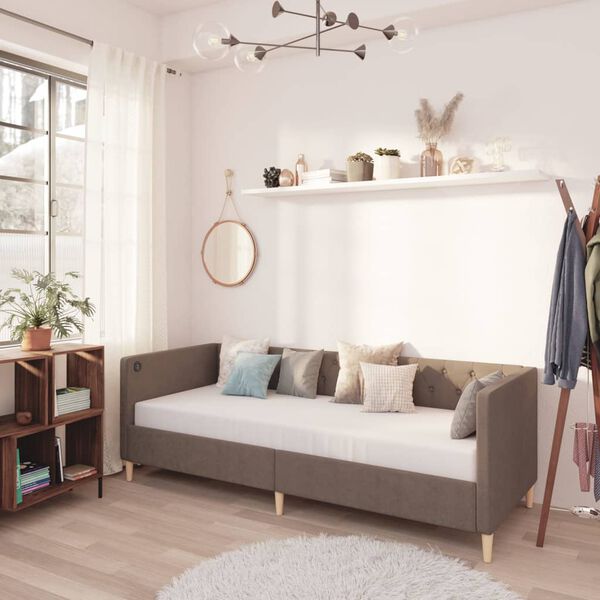 vidaXL &Kappa;&alpha;&nu;&alpha;&pi;έ&sigmaf; &Kappa;&rho;&epsilon;&beta;ά&tau;&iota; &mu;&epsilon; &Sigma;&tau;&rho;ώ&mu;&alpha; & USB Taupe 90 x 200 &epsilon;&kappa;. &Upsilon;&phi;&alpha;&sigma;&mu;ά&tau;&iota;&nu;&omicron;&sigmaf;