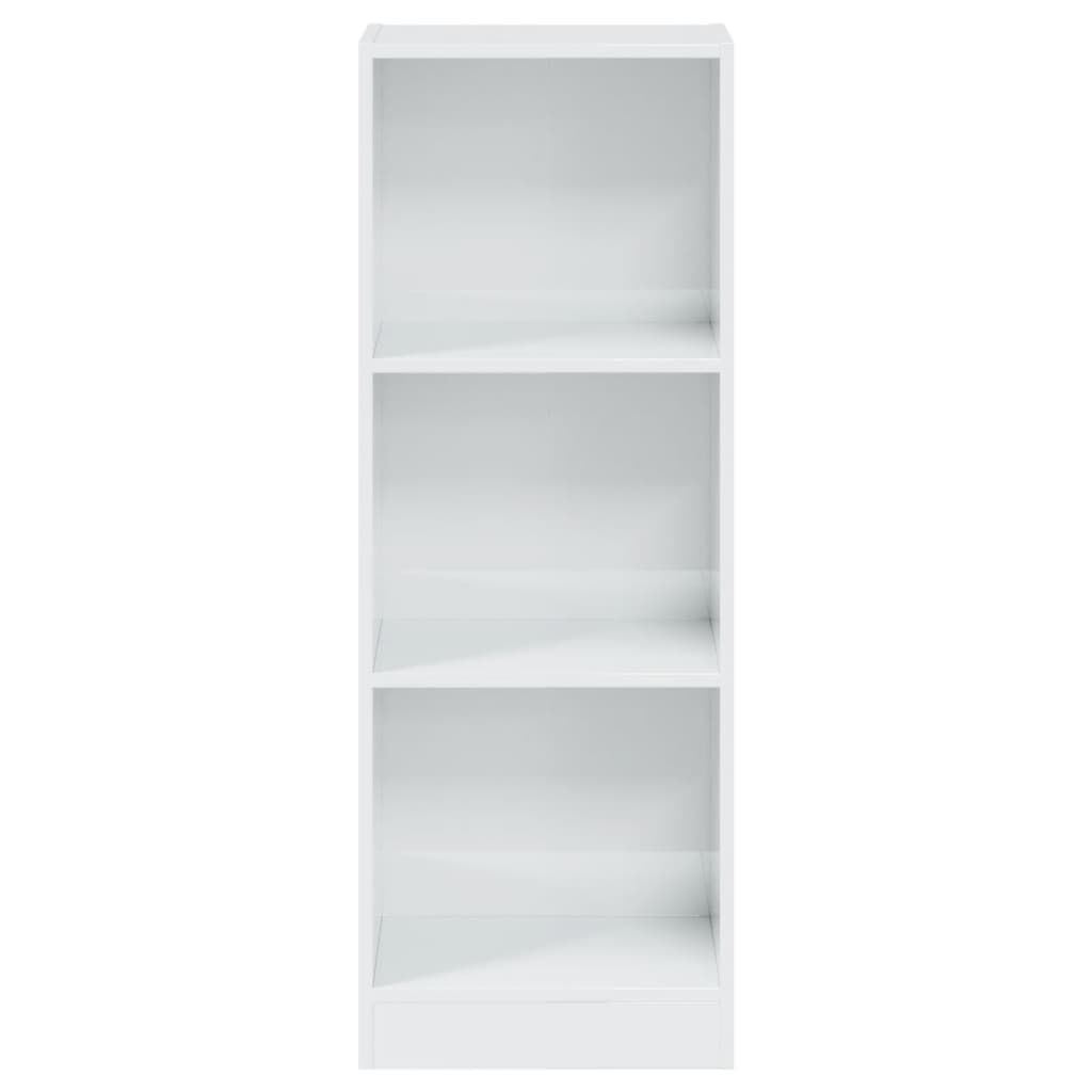 vidaXL Βιβλιοθήκη με 3 Ράφια Γυαλ. Λευκό 40x24x109 εκ. Επεξεργ. Ξύλο