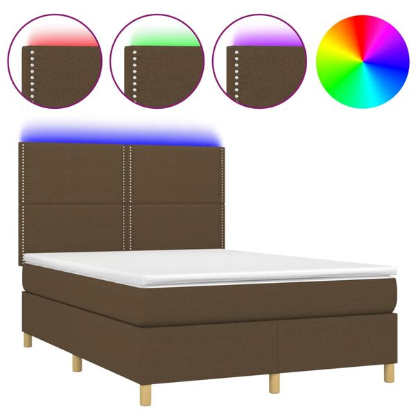 vidaXL &Kappa;&rho;&epsilon;&beta;ά&tau;&iota; Boxspring &mu;&epsilon; &Sigma;&tau;&rho;ώ&mu;&alpha; & LED &Sigma;&kappa;.&Kappa;&alpha;&phi;έ 140x200 &epsilon;&kappa; &Upsilon;&phi;&alpha;&sigma;&mu;ά&tau;&iota;&nu;&omicron;