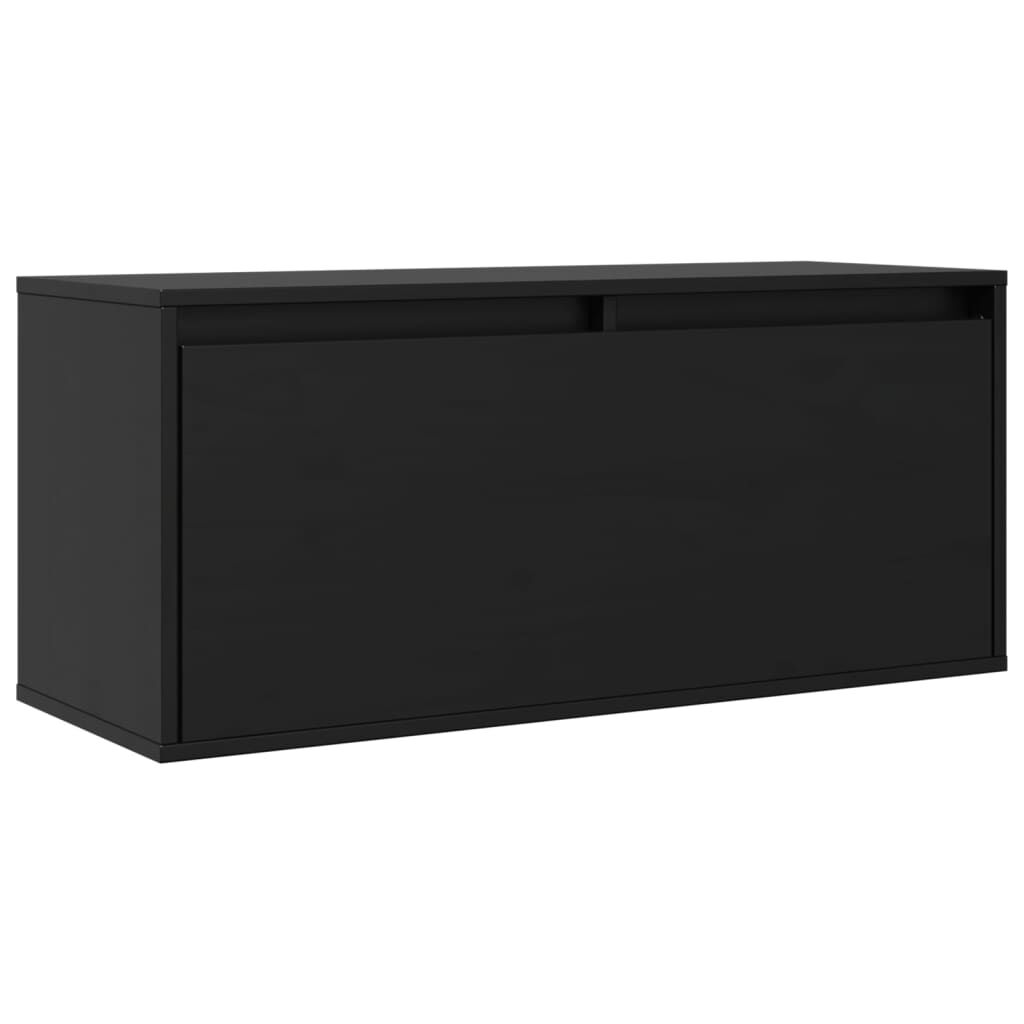 vidaXL Ντουλάπι Τοίχου Μαύρο 80 x 30 x 35 εκ. από Μασίφ Ξύλο Πεύκου