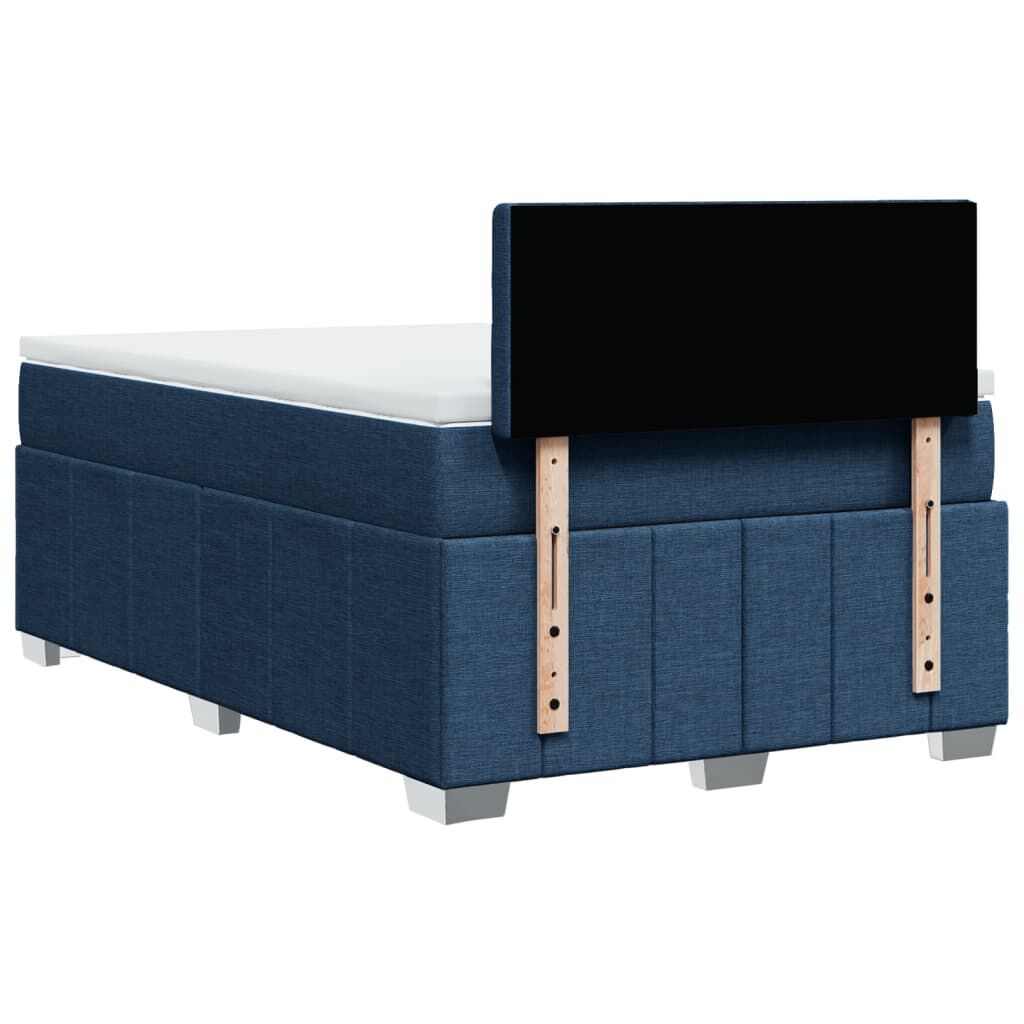 vidaXL Κρεβάτι Boxspring με Στρώμα Μπλε 120x190 εκ. Υφασμάτινο