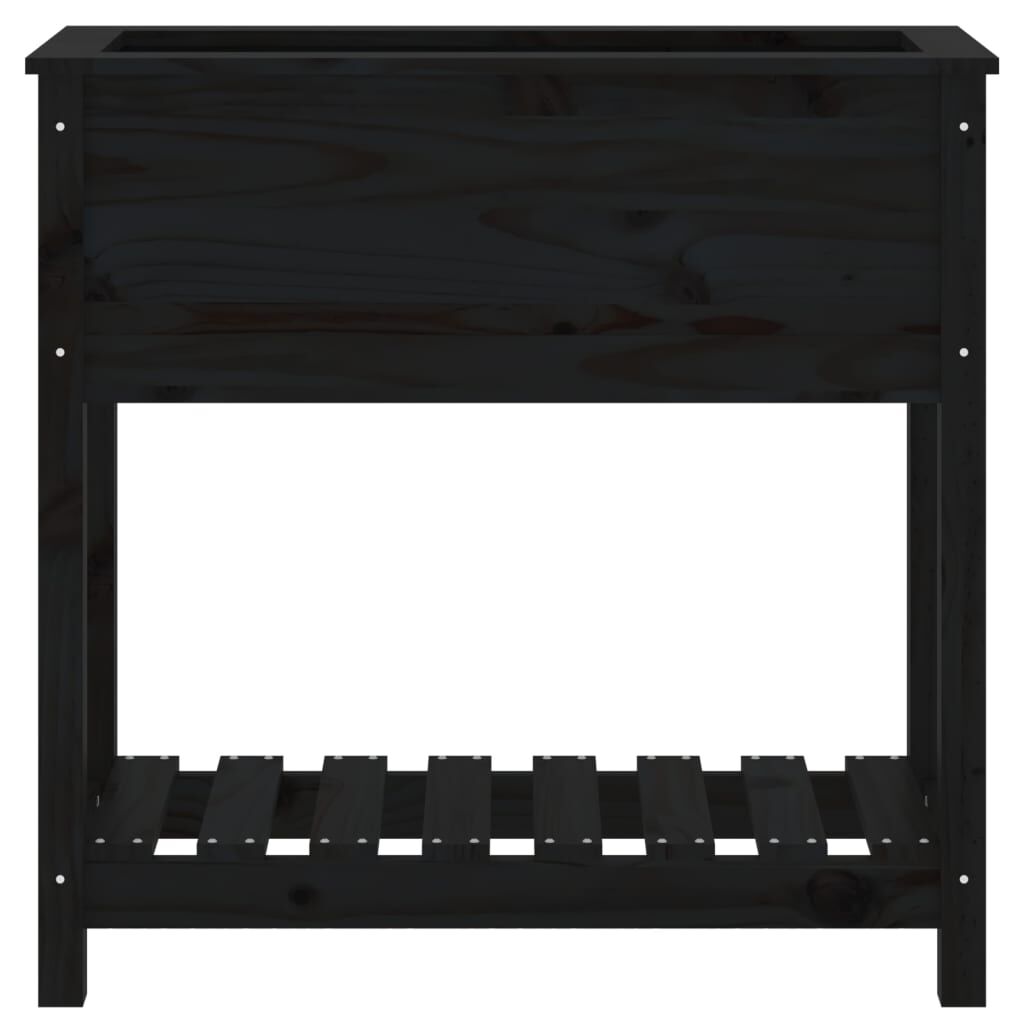vidaXL Ζαρντινιέρα με Ράφι Μαύρη 82,5x34,5x81εκ. Μασίφ Ξύλο Πεύκου