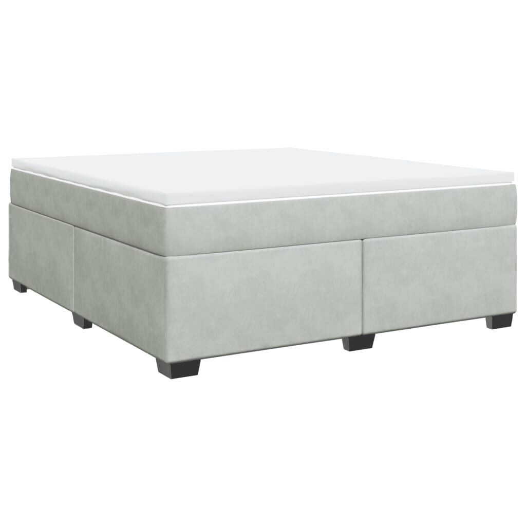 vidaXL Κρεβάτι Boxspring με Στρώμα Ανοιχτό Γκρι 180x200 εκ. Βελούδινο