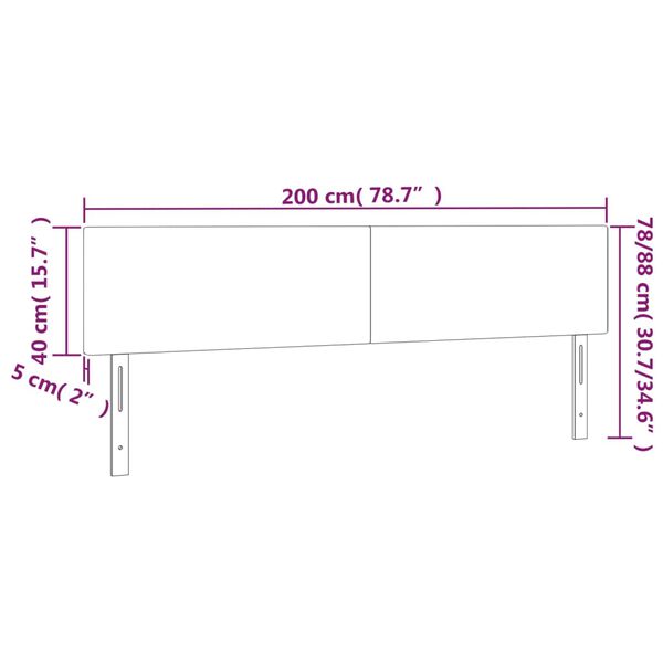 vidaXL Κεφαλάρια Κρεβατιού 2 τεμ. Γκρι 100x5x78/88 εκ.Συνθετικό Δέρμα