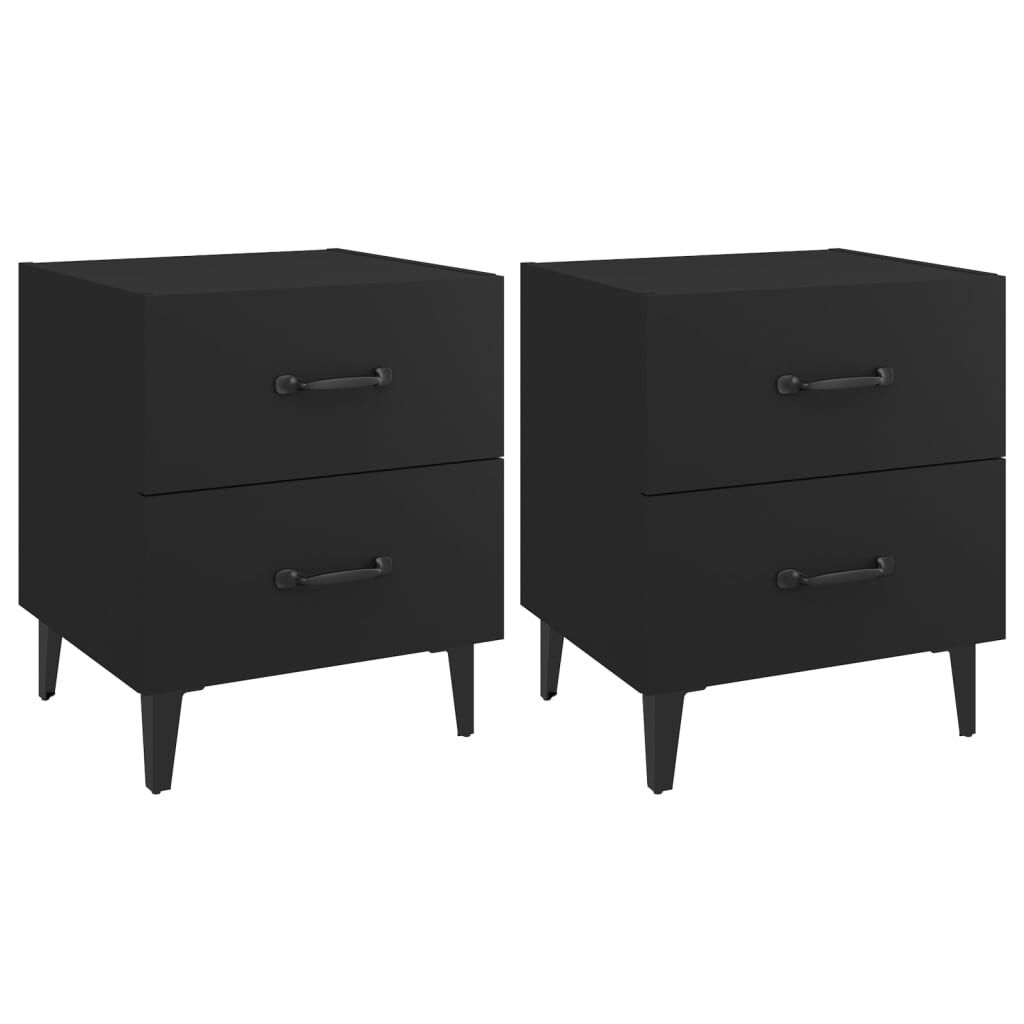 vidaXL Κομοδίνα 2 τεμ. Μαύρα 40 x 35 x 47,5 εκ.