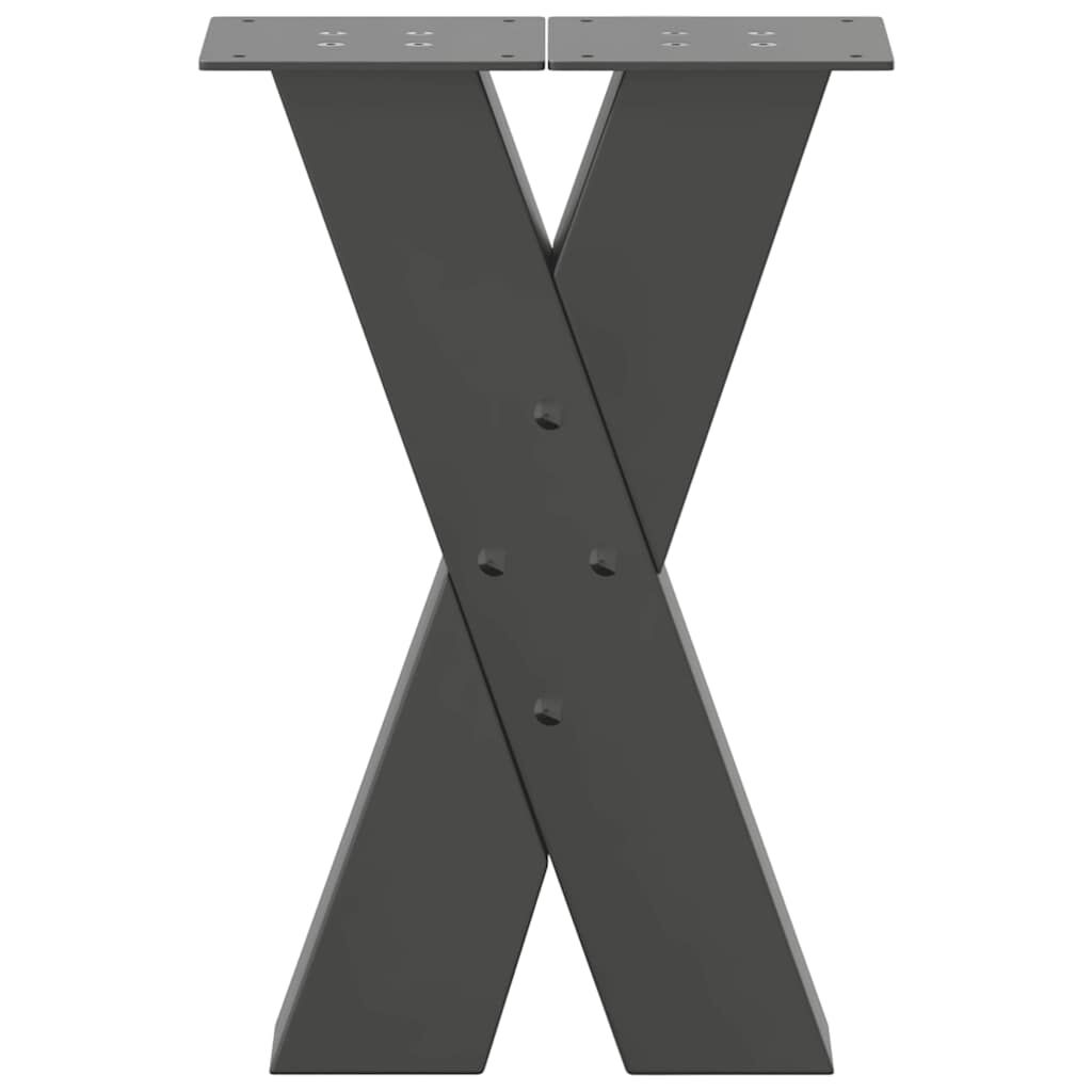 vidaXL Πόδια Τραπεζιού Σαλονιού σε Σχήμα Χ, 2 τεμ. Ανθρακί 38x(42-43) εκ. Ατσάλι