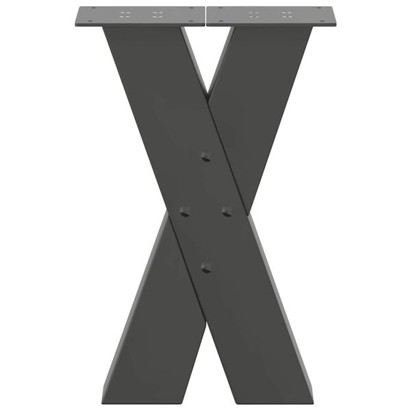 vidaXL Πόδια Τραπεζιού Σαλονιού σε Σχήμα Χ, 2 τεμ. Ανθρακί 38x(42-43) εκ. Ατσάλι