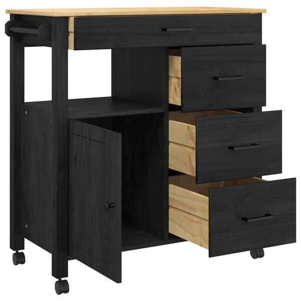 vidaXL Καρότσι Κουζίνας Μονόχρωμο Μαύρο