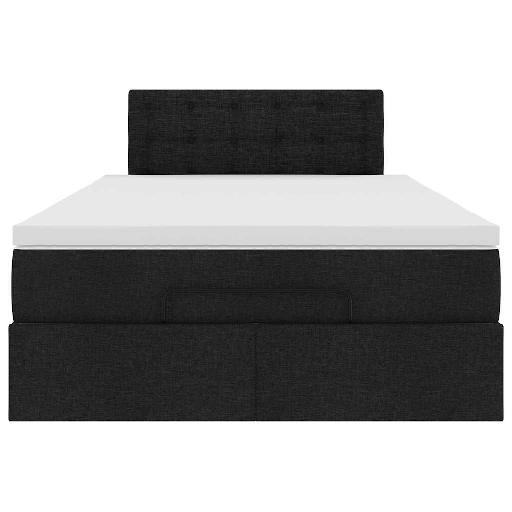 vidaXL Οθωμανικό κρεβάτι με στρώμα & LEDs Μαύρο 120x190 cm Ύφασμα