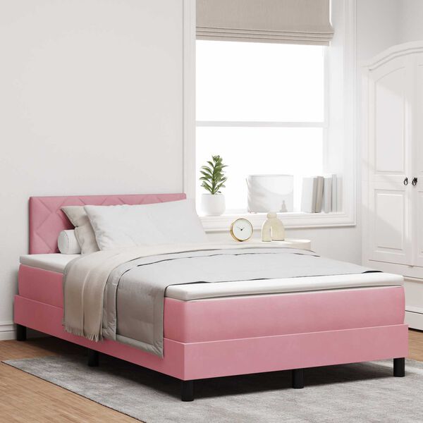 κρεβάτι Box Spring με στρώμα rosa Μικρό Διπλό Βελούδο