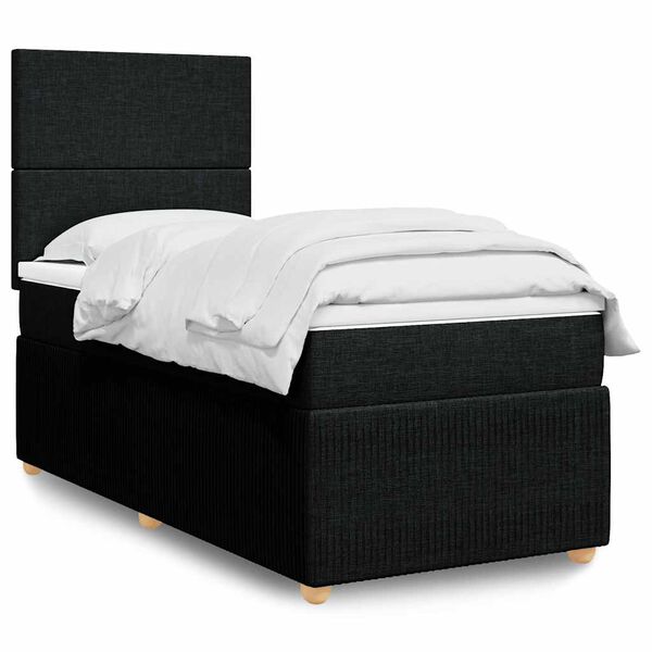 vidaXL &Kappa;&rho;&epsilon;&beta;ά&tau;&iota; Boxspring &mu;&epsilon; &Sigma;&tau;&rho;ώ&mu;&alpha; &Mu;&alpha;ύ&rho;&omicron; 100 x 200 &epsilon;&kappa;. &Upsilon;&phi;&alpha;&sigma;&mu;ά&tau;&iota;&nu;&omicron;