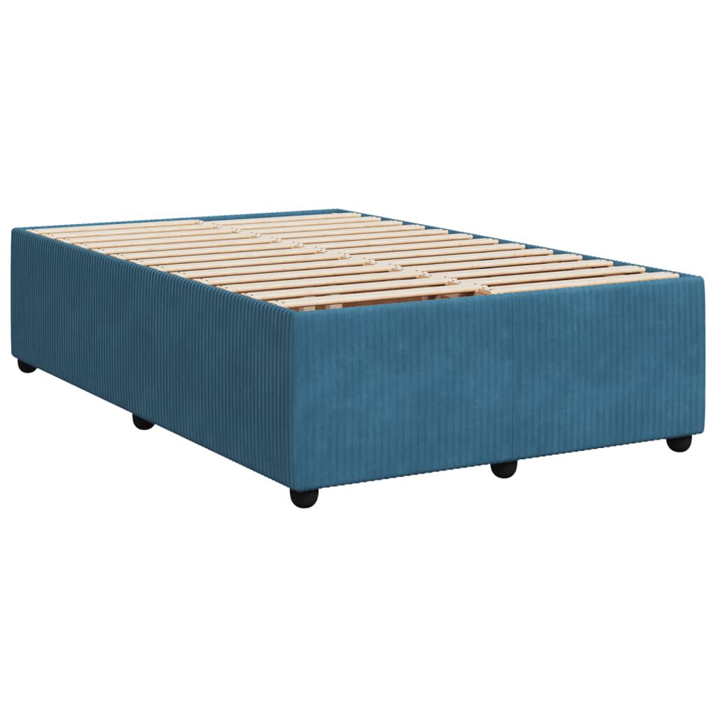 vidaXL Κρεβάτι Boxspring με Στρώμα Μπλε 120x190 εκ. Βελούδινο