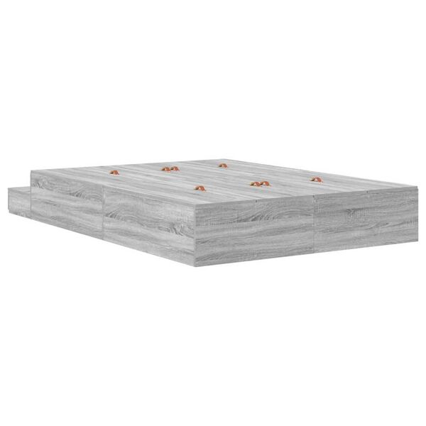 vidaXL Κρεβάτι με αποθηκευτικό χώρο Γκρι sonoma 226.5 x 140 x 31.5 εκ.