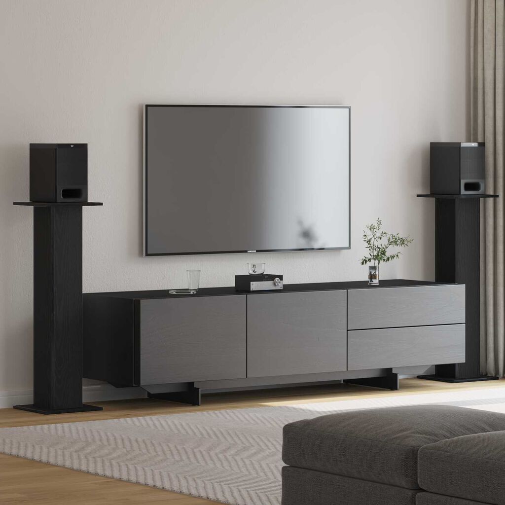 VidaXL Βάσεις Ηχείων 2 τμχ Μαύρη Δρυς 30x30x95 εκ Επιχειρησιακό Ξύλο