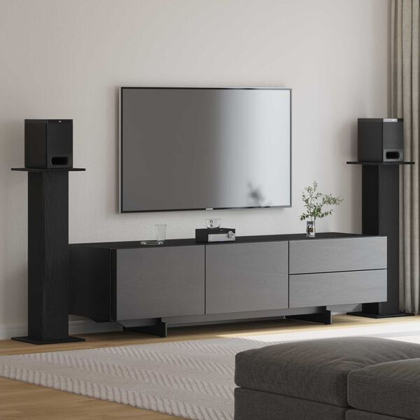 VidaXL Βάσεις Ηχείων 2 τμχ Μαύρη Δρυς 30x30x95 εκ Επιχειρησιακό Ξύλο