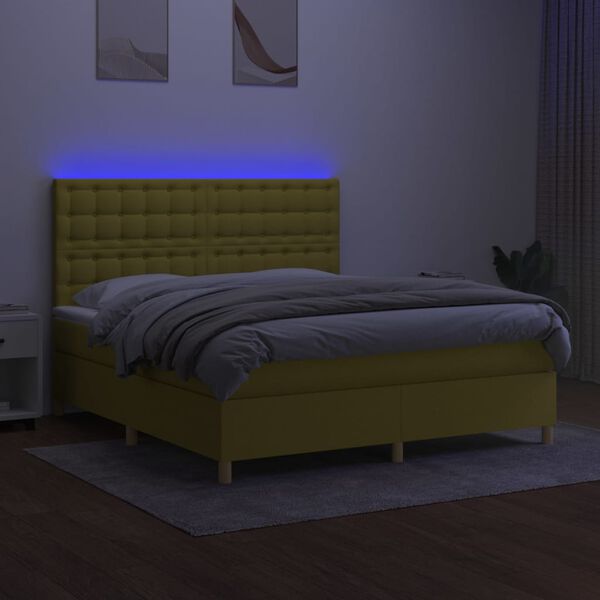 vidaXL &Kappa;&rho;&epsilon;&beta;ά&tau;&iota; Boxspring &mu;&epsilon; &Sigma;&tau;&rho;ώ&mu;&alpha; & LED &Pi;&rho;ά&sigma;&iota;&nu;&omicron; 180x200 &epsilon;&kappa; &Upsilon;&phi;&alpha;&sigma;&mu;ά&tau;&iota;&nu;&omicron;