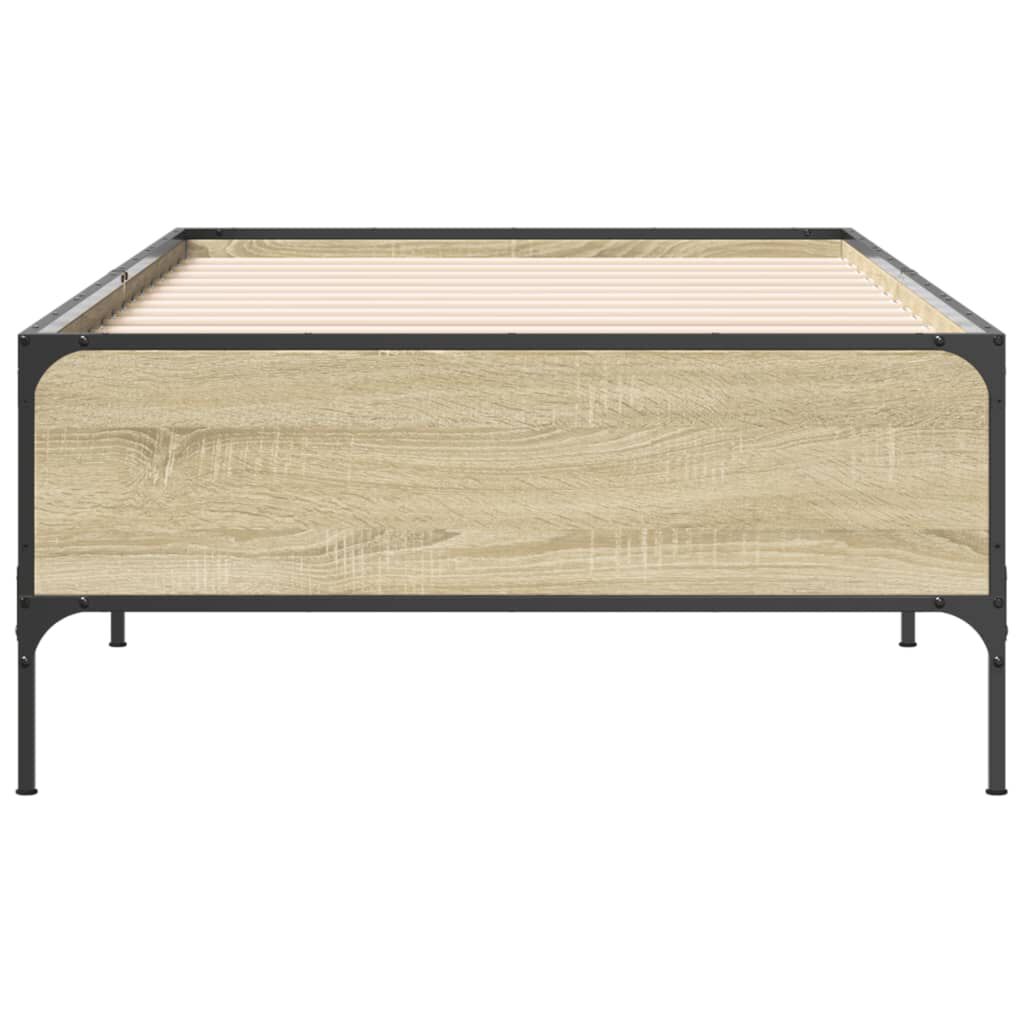 vidaXL Πλαίσιο Κρεβατιού Sonoma Δρυς 100x200 εκ. Επεξ. Ξύλο & Μέταλλο