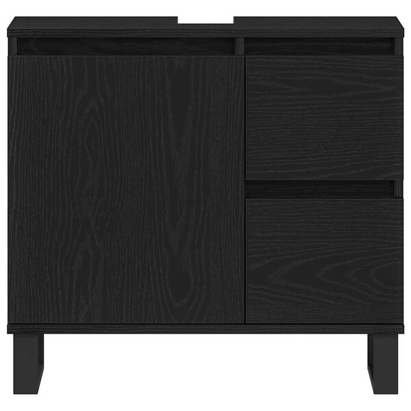 vidaXL Ντουλάπα Νεροχύτη Μαύρη Οξυά 65 x 33 x 60 εκ Επεξεργασμένο ξύλο