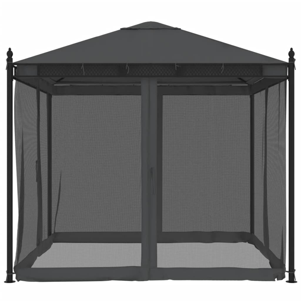 vidaXL Κιόσκι με Τοίχους από Δίχτυ Ανθρακί 2,93x2,93 μ. από Ατσάλι