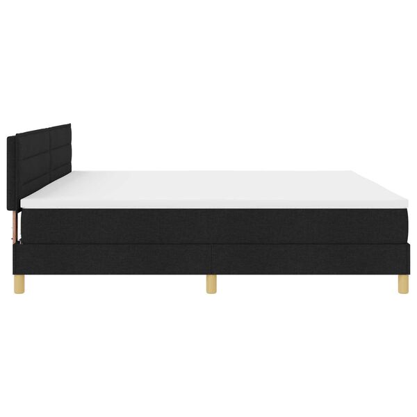 vidaXL Κρεβάτι Box Spring με Στρώμα & LED Μαύρο 200x200 εκ. Ύφασμα