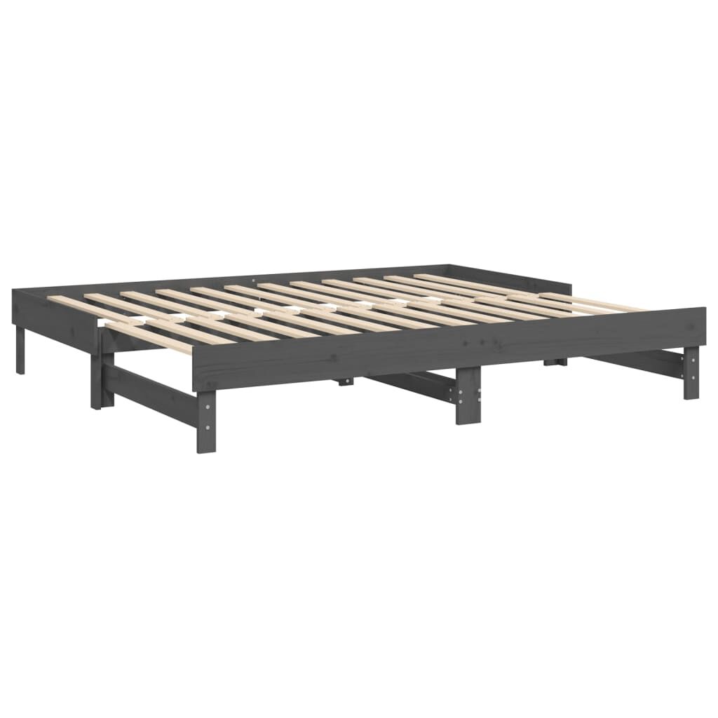 vidaXL Καναπές Κρεβάτι Συρόμενος Γκρι 2x(90x200) εκ. Μασίφ Ξύλο Πεύκου