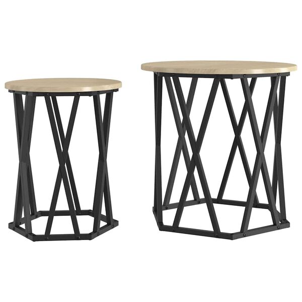 vidaXL Τραπεζάκι σαλονιού 2 pcs Sonoma Δρυς 50 x 50 x 50 cm