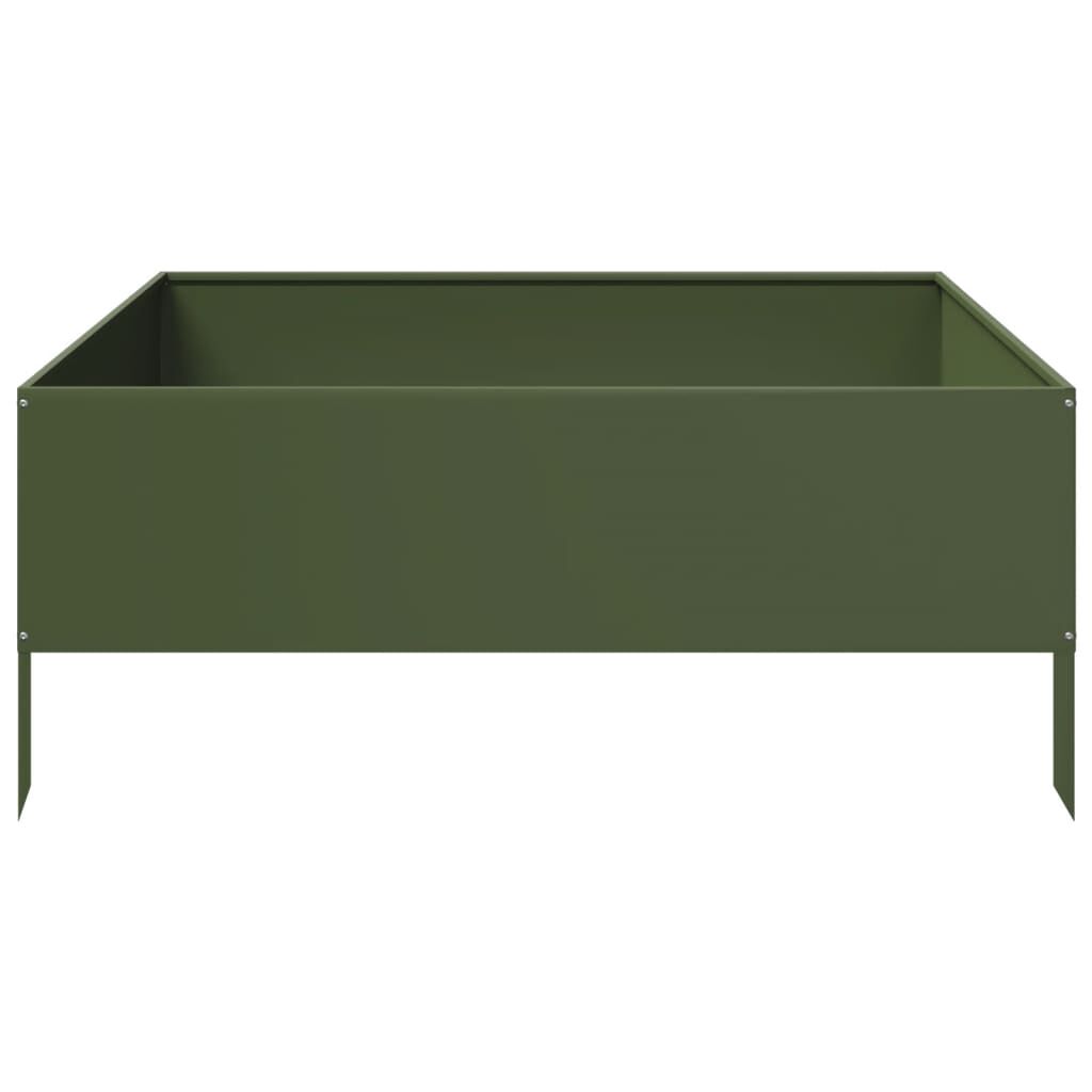 vidaXL Ζαρντινιέρα Υπερυψωμένη Λαδί 100x100x25 εκ. Ατσάλι