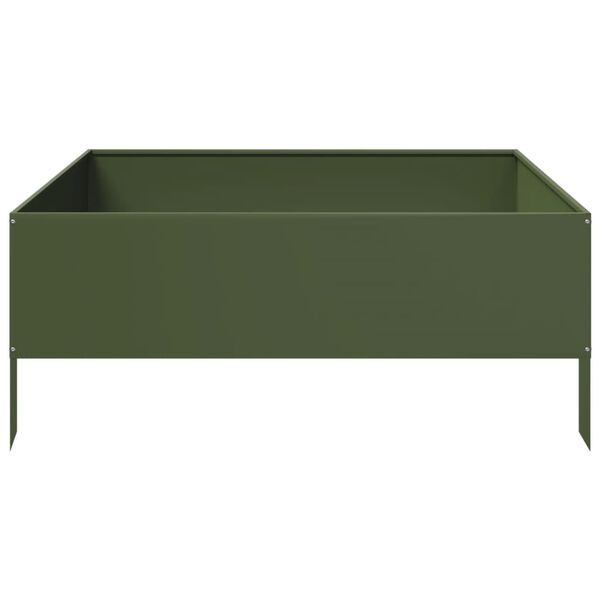 vidaXL Ζαρντινιέρα Υπερυψωμένη Λαδί 100x100x25 εκ. Ατσάλι