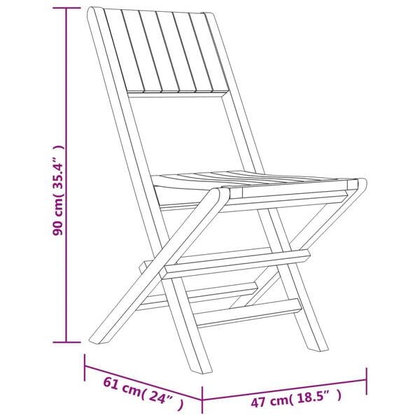 vidaXL Καρέκλες Κήπου Πτυσσόμενες 2 τεμ. 47x61x90 εκ. Μασίφ Ξύλο Teak