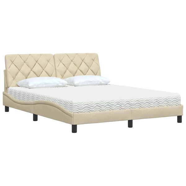 vidaXL Κρεβάτι Κρεμ 160x200 εκ. Υφασμάτινο