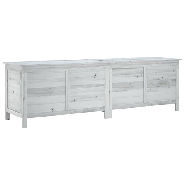 vidaXL Μπαούλο Αποθ. Κήπου Λευκό 198,5x50x56,5εκ Μασίφ Ξύλο Ελάτης