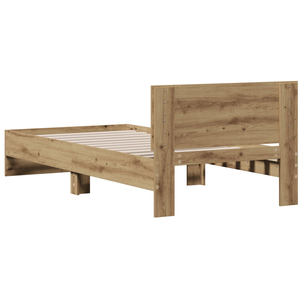 vidaXL Κρεβάτι από Τέχνη Δρυ 90x190 cm Επεξεργασμένο Ξύλο