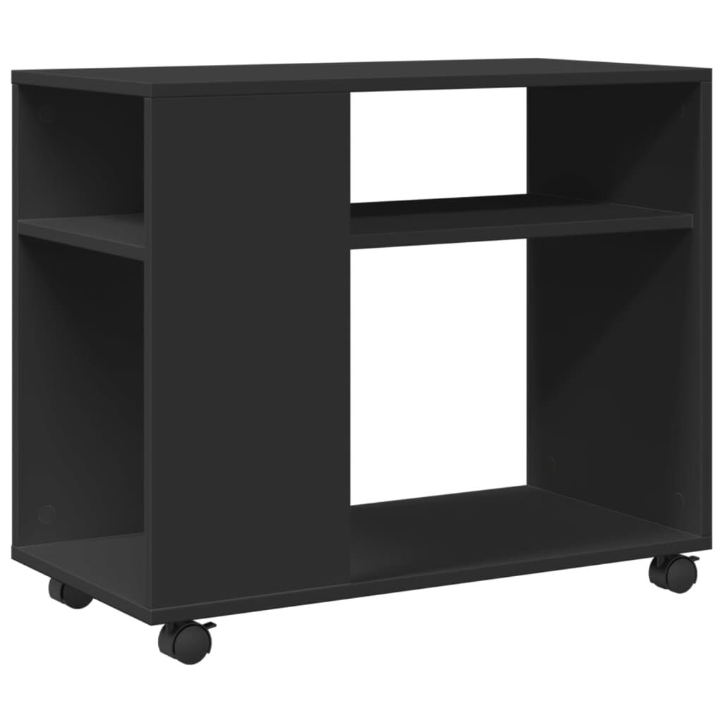 vidaXL Βοηθητικό Τραπέζι με Ρόδες Μαύρο 70x35x60 εκ. Επεξ. Ξύλο