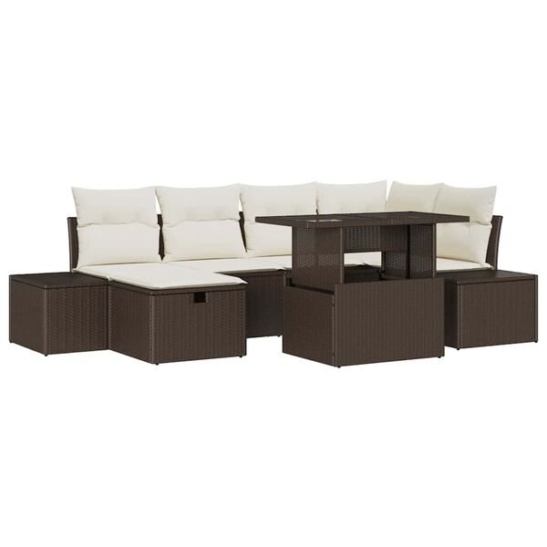 vidaXL Σετ Καναπέ Κήπου 7 pcs Καφέ συνθετικό ρατάν