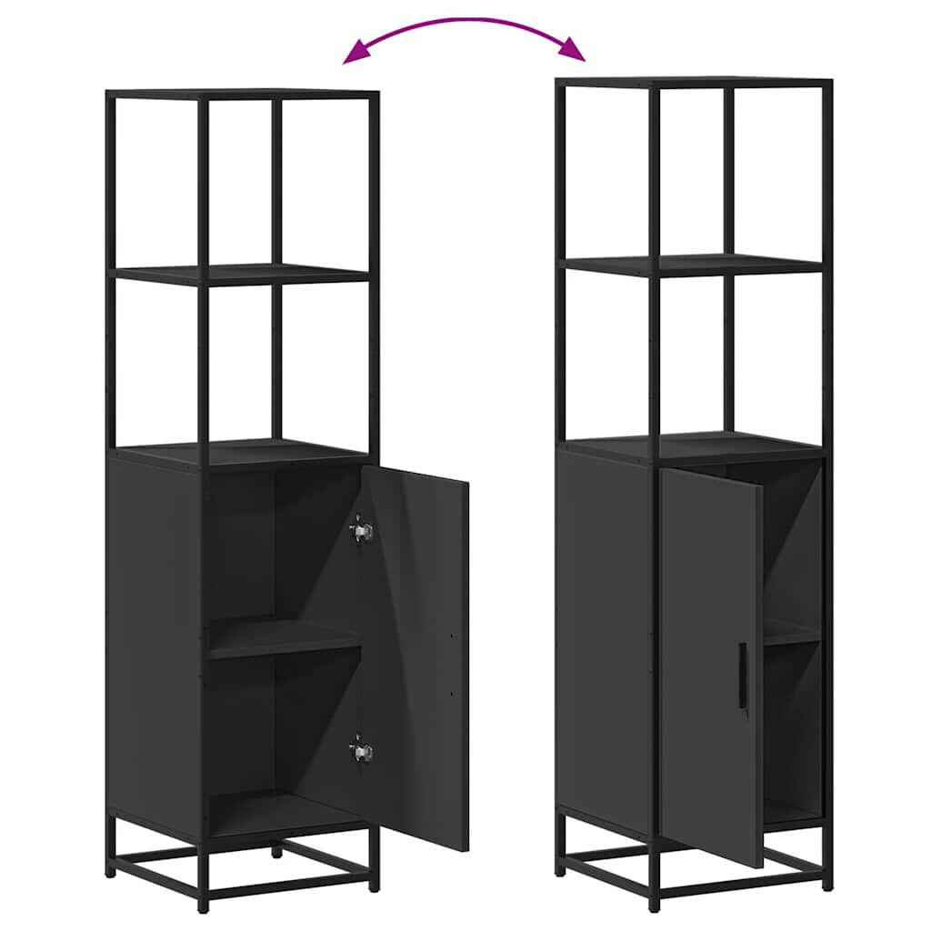 vidaXL Highboard Μαύρο 35,5x35x139 cm Κατασκευασμένο ξύλο και μέταλλο