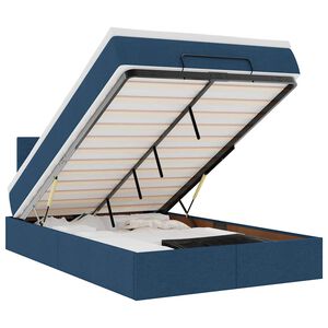 vidaXL Οθωμανικό κρεβάτι με στρώμα μπλε 120x190 cm ύφασμα