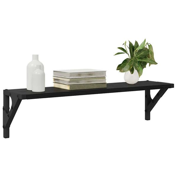 vidaXL Ράφια Τοίχου με ράφι 2 pcs Μαύρη Οξυά 60 x 15 x 15,5 cm