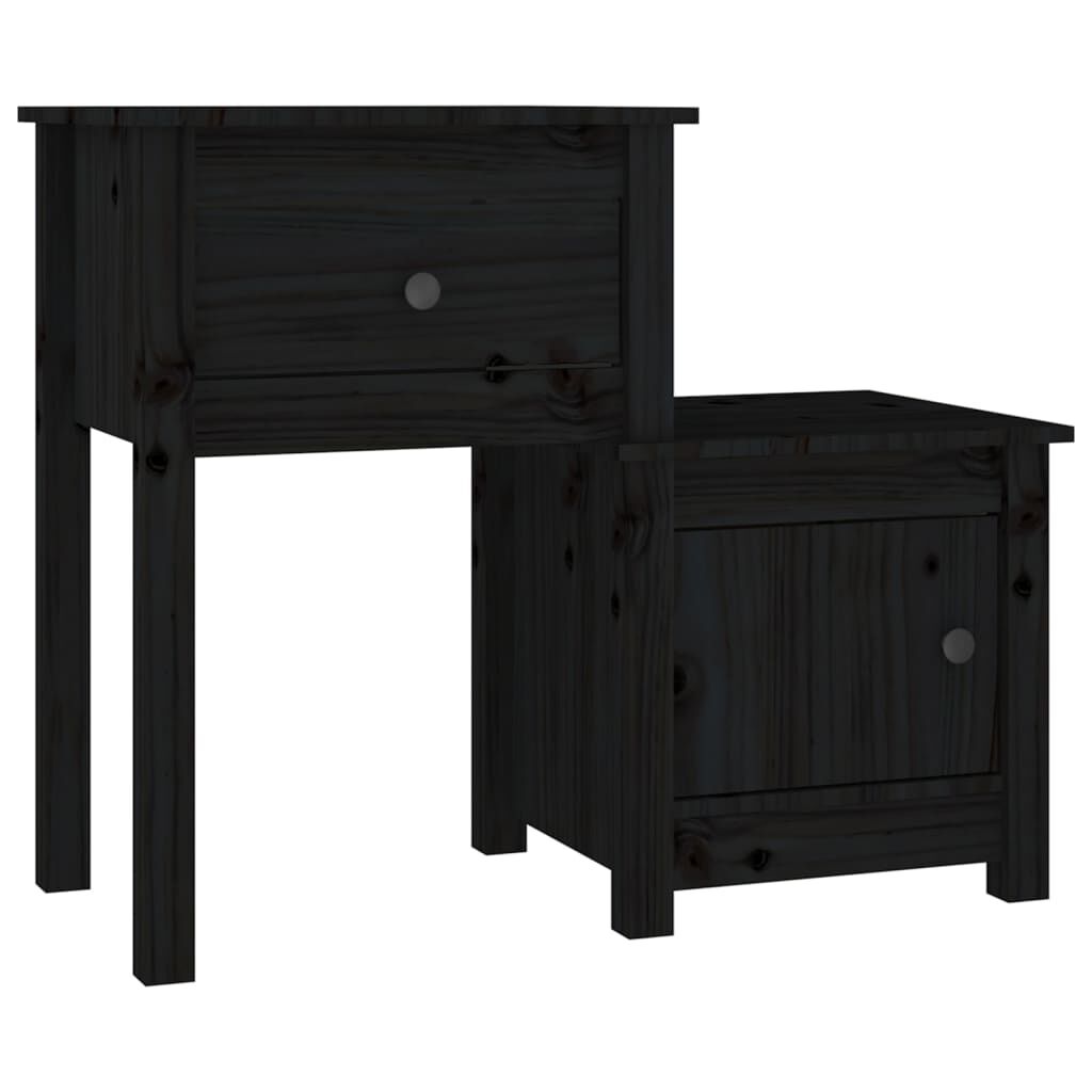 vidaXL Κομοδίνο Μαύρο 79,5 x 38 x 65,5 εκ. από Μασίφ Ξύλο Πεύκου