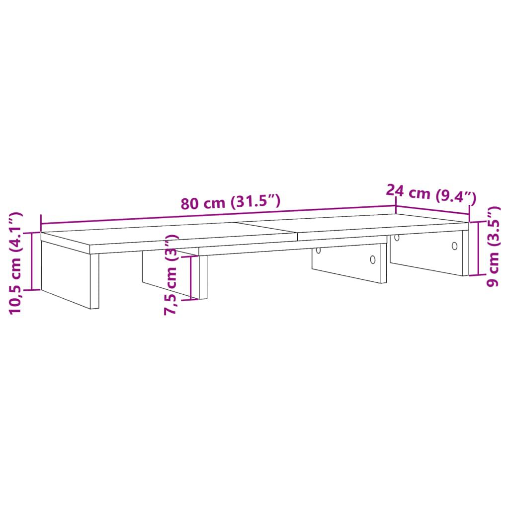 vidaXL Βάση Οθόνης Ρυθμιζ. Γκρι Σκυρ. 80x24x10,5 εκ. Επεξεργ. Ξύλο