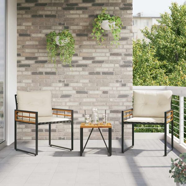 vidaXL Σετ Εξωτερικών Επίπλων με μαξιλάρι 3 pcs Κρεμ
