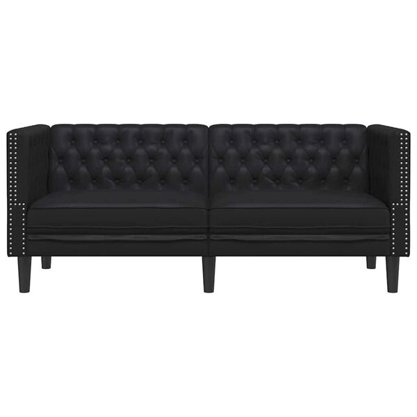 vidaXL Καναπές Chesterfield Μαύρο 174 x 74.5 x 70.5 εκ. Τεχνητό δέρμα