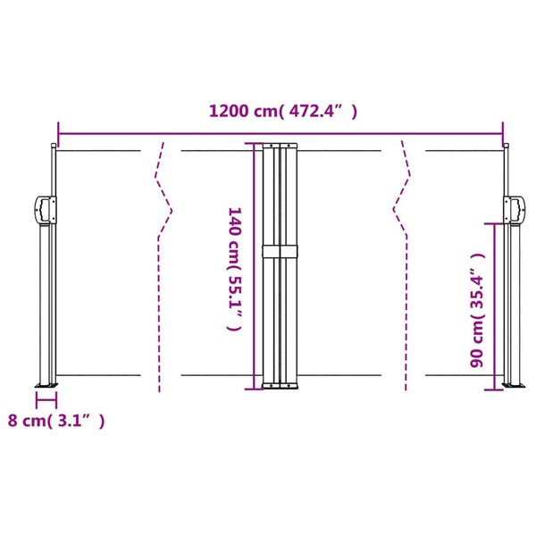 vidaXL Σκίαστρο Πλαϊνό Συρόμενο Μπεζ 140 x 1200 εκ.