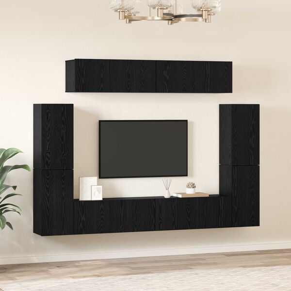 vidaXL Σετ επίπλου τηλεόρασης 8 pcs Μαύρη Δρυς 80 x 30 x 30.5 εκ
