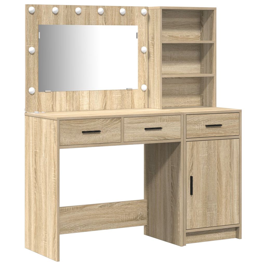 Σετ από Dressing Table 2 Τεμαχίων vidaXL με LED σε Σομόνα Δρυς